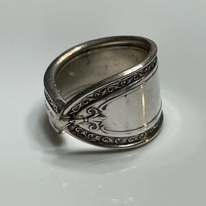 Vintage handmade spoon ring jewery antique size 8 silver plate